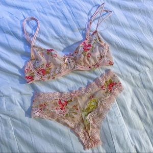 Pink floral underwire bralette